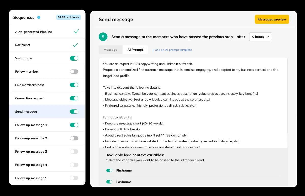 Secuencia de automatización de LinkedIn