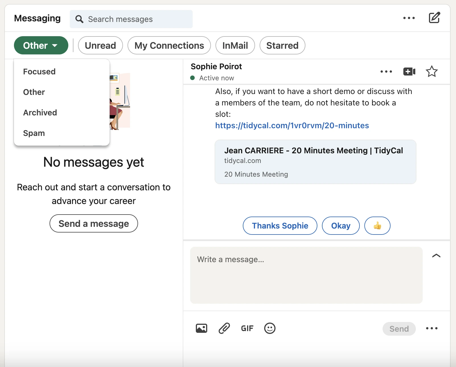 View your Linkedin Messages in different inboxes