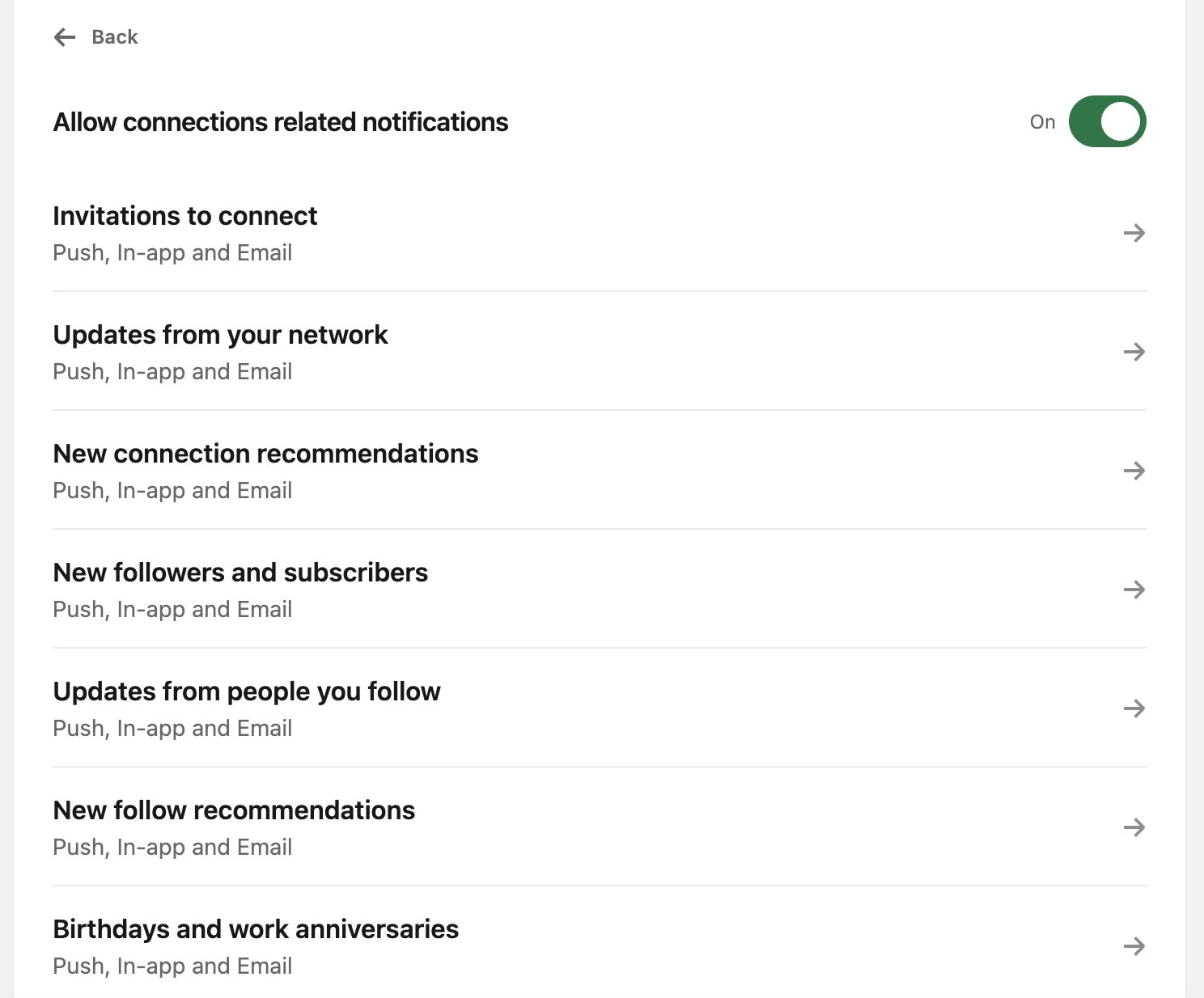 Manage the Connections related notifications from LinkedIn