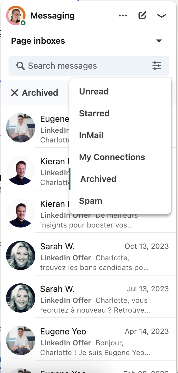 Archive irrelevant messages on LinkedIn