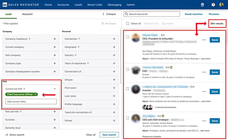 How to add an advanced search filter in Sales Navigator